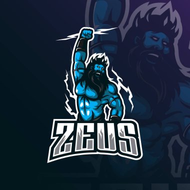 Zeus maskot logo tasarım vektörü modern illüstrasyon konseptiyle 