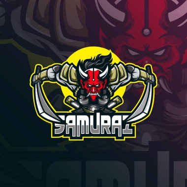 Samuray maskot logosu tasarımı vektörü modern illüstrasyonla uyumlu