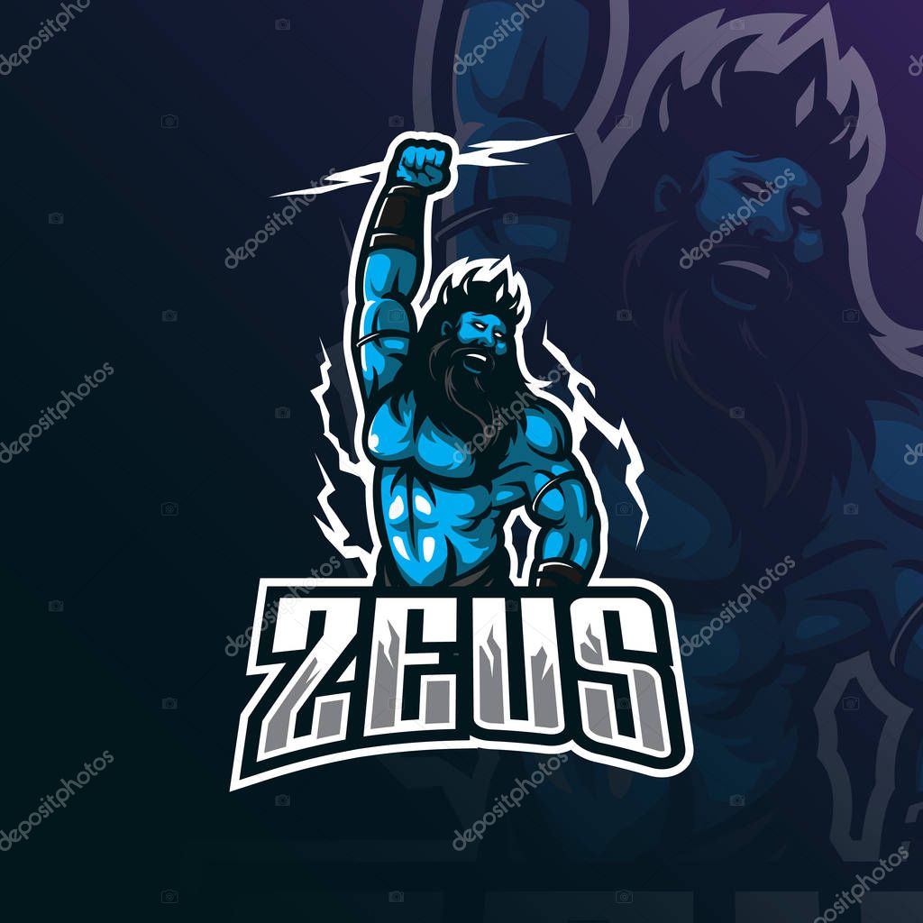 Zeus mascot logo design vector with modern illustration concept style for badge, emblem and tshirt printing. angry zeus illustration.