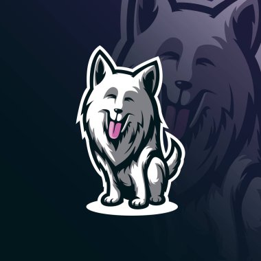 modern illüstrasyon kavramı ile köpek maskotu logo tasarım vektörü s