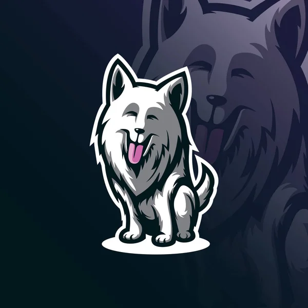 Mascote cão logotipo vetor de design com conceito de ilustração moderna s — Vetor de Stock