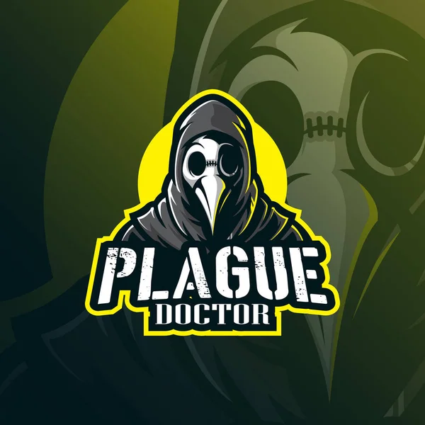 Plague doctor mascot logo design vector with modern illustration — Stock Vector