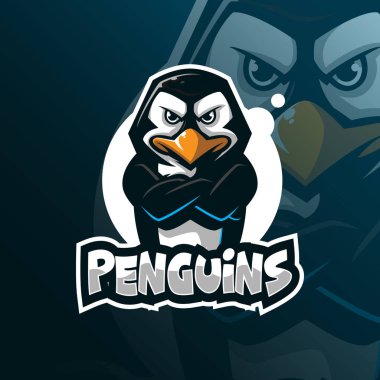 Penguen maskotu logo tasarım vektörü modern illüstrasyonla uyumlu