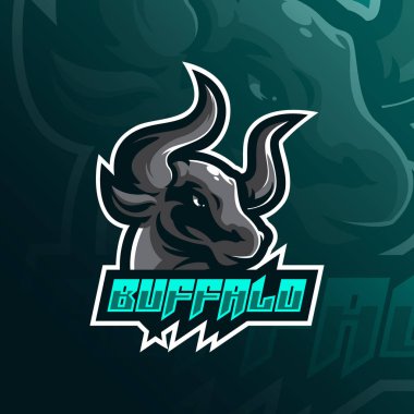 Bufalo maskotu logo tasarım vektörü modern illüstrasyonla uyumlu