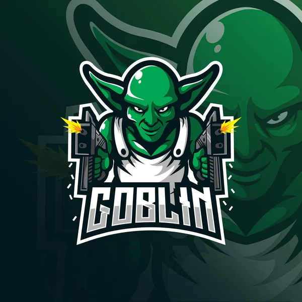 Goblin mascota logo diseño vector con la ilustración moderna cóncavo — Archivo Imágenes Vectoriales