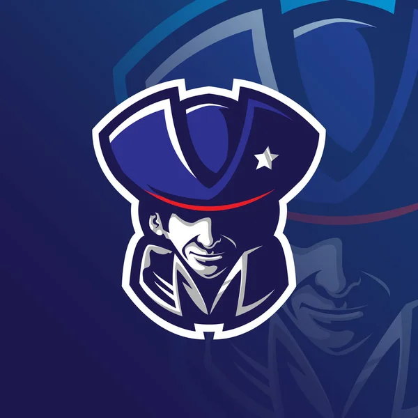 Patriot maskot logotyp design vektor med modern illustration conce — Stock vektor