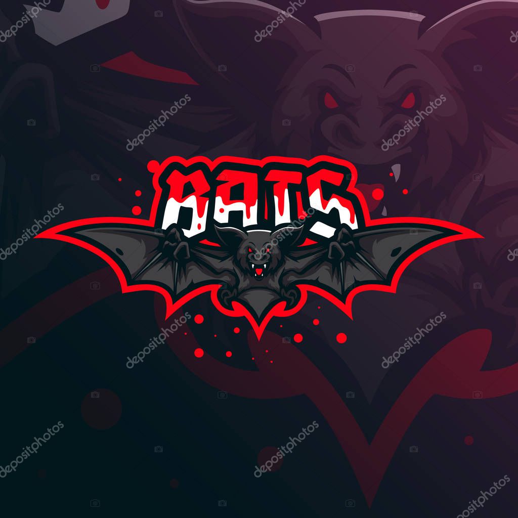 Bat mascot logo design vector with modern illustration concept style for badge, emblem and tshirt printing. flying bat illustration.
