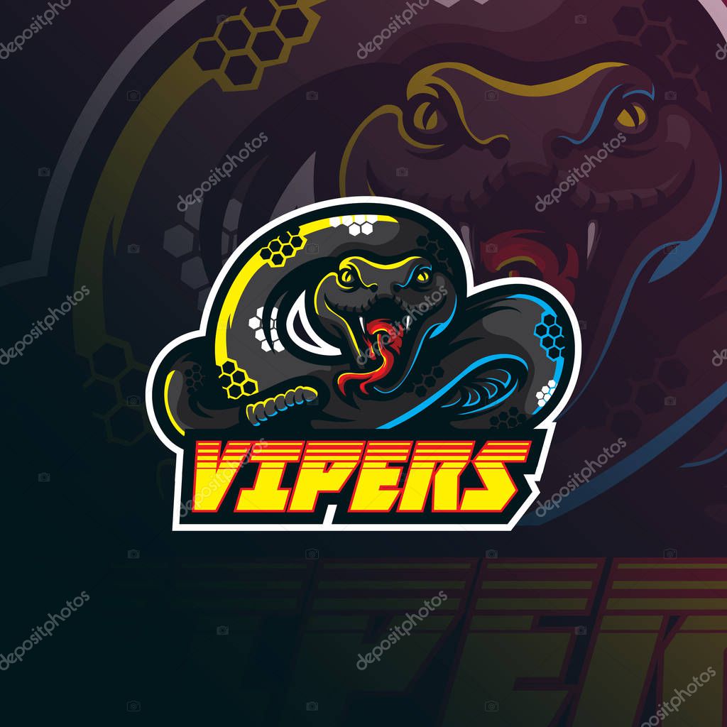 Vipers mascot logo design vector with modern illustration concept style for badge, emblem and tshirt printing. angry vipers illustration for sport team.