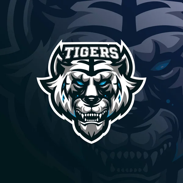 Vector Diseño Del Logotipo Mascota Del Tigre Con Moderno Estilo — Vector de stock