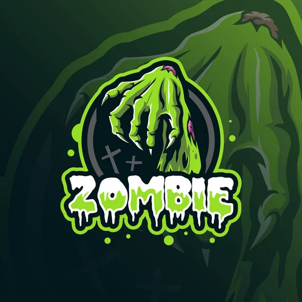 Zombie Mascota Logotipo Diseño Vector Con Estilo Moderno Concepto Ilustración — Vector de stock