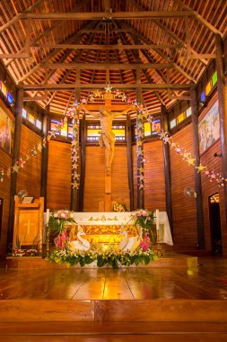 Kilise İsa'nın ahşap Yapim Tayland