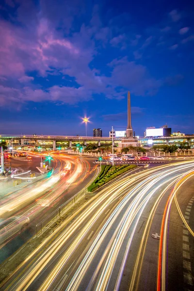 Cityscape twilight of Victory monument in central Bangkok Thaila