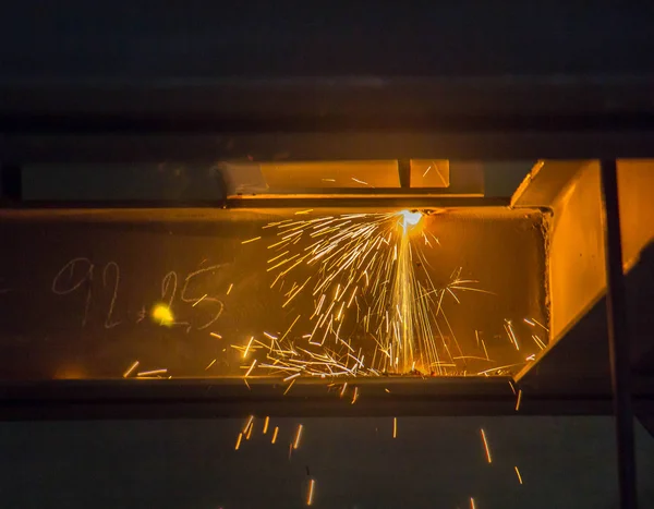 close up cutting old steel or welding with fire from gas without
