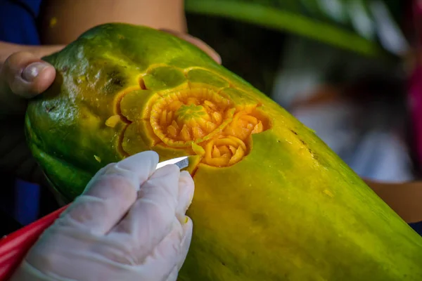 Fruit carving art of Thailand for punctilious food — Stock Photo, Image