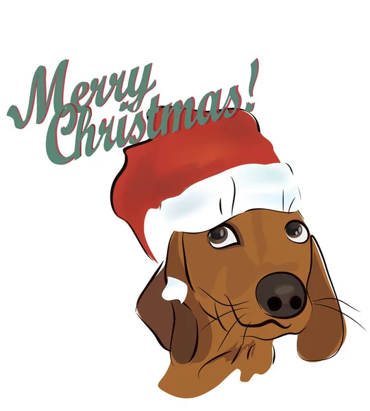 Vánoční přání s pes jezevčík — Stockový vektor