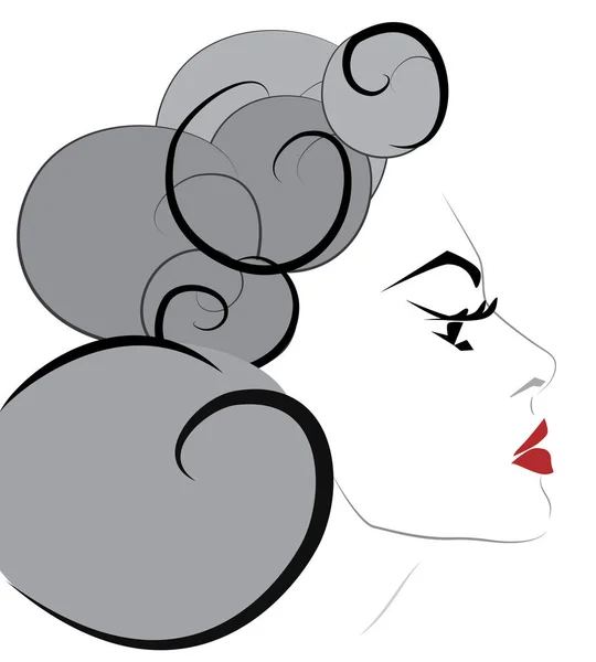Porträt einer schönen Frau mit rotem Lippenstift — Stockvektor