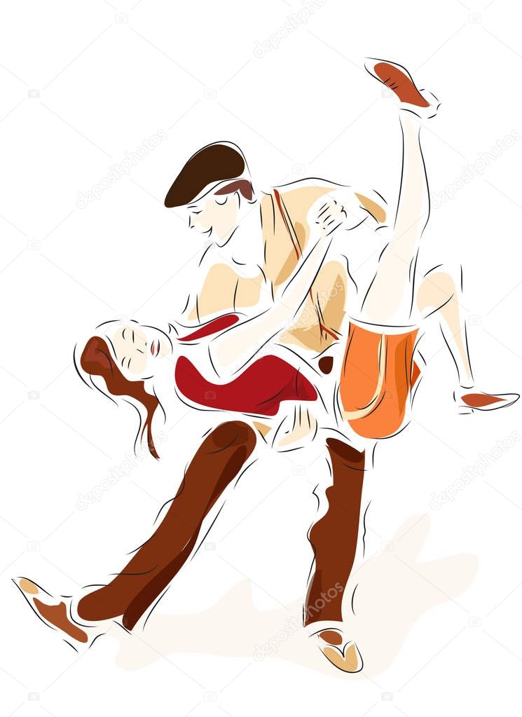 Swing Dancing couple. Lindy hop Dancers