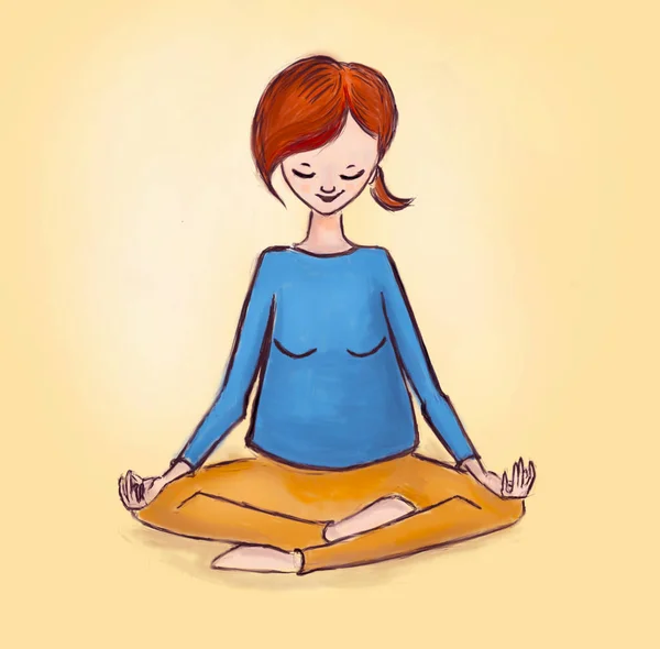 Young Girl Making Lotus Yoga Pose Padmasana — Stock Photo, Image