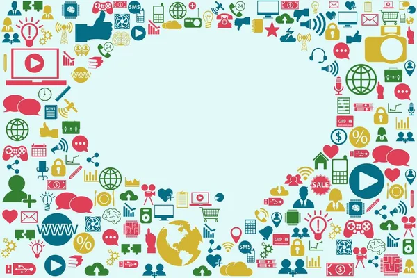 ソーシャルメディアのアイコン インターネットビジネスコミュニケーションの概念から作られたトークバブル Eps 10ベクトルイラスト フラットスタイル現代 — ストックベクタ