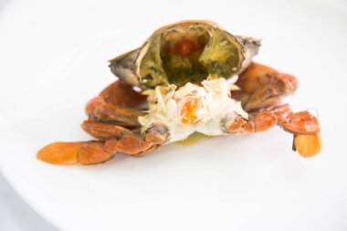 beyaz zemin üzerine pişmiş Yengeç.