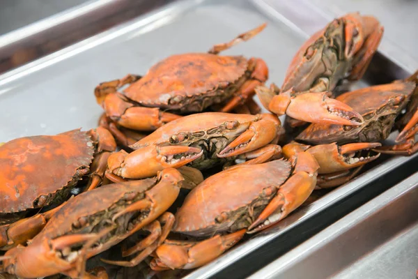 steamed crab on white background.