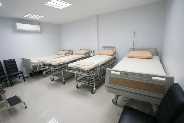 Recovery Room with bed and comfortable medical equipped in a hospital. Mattress with white cloth