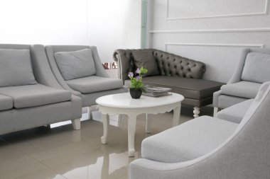Modern geniş salon veya oturma odası iç