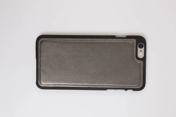 Leather Phone Case Craftsmanship Work White Background — Stock Photo, Image