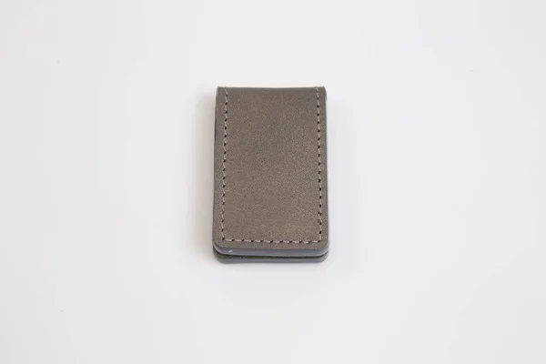 Leather Money Clip White Background — 图库照片