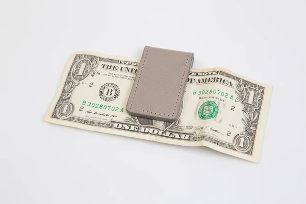 Leather Money Clip White Background — Stock Photo, Image