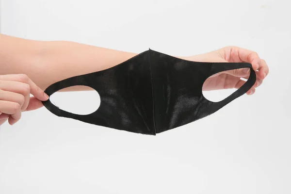 Black Disposable Medical Face Mask Isolated White — Stock Photo, Image