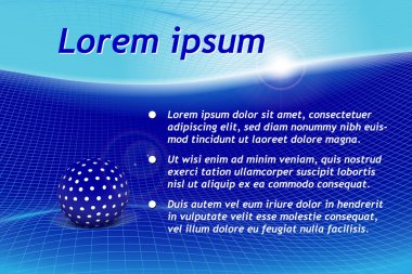 Uzayda iki yüzeyin soyut görüntüsü ön planda bir topla yeryüzünü ve gökyüzünü simüle ediyor.