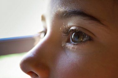 Close-up of beautiful little girl brown eyes clipart