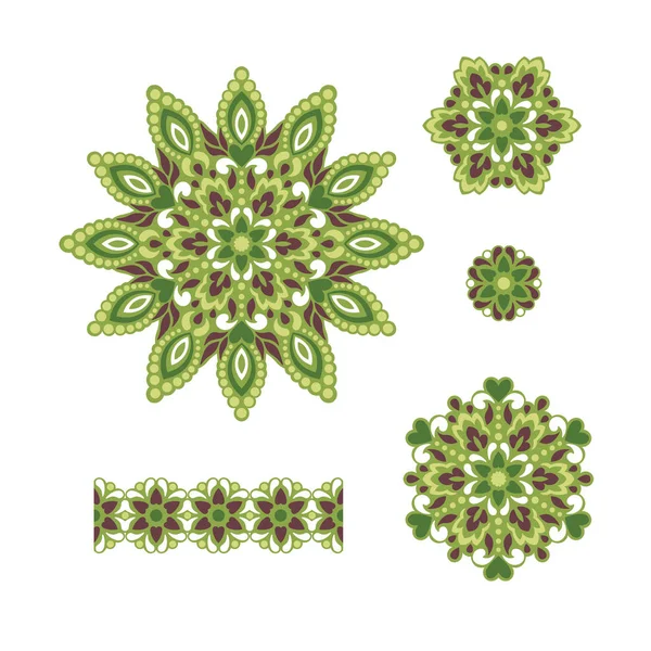 Motifs abstraits de fleurs. Éléments ethniques décoratifs pour le design . — Image vectorielle