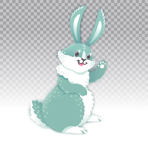 Carino coniglio cartone animato mano agitando. Illustrazione vettoriale — Vettoriale Stock