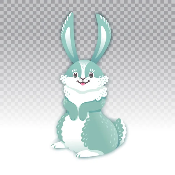 Lindo conejo de dibujos animados agitando la mano. Ilustración vectorial — Vector de stock