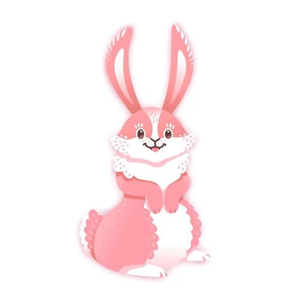 Conejo de dibujos animados sonriente. Conejito gracioso. Linda liebre. Ilustración vectorial — Vector de stock