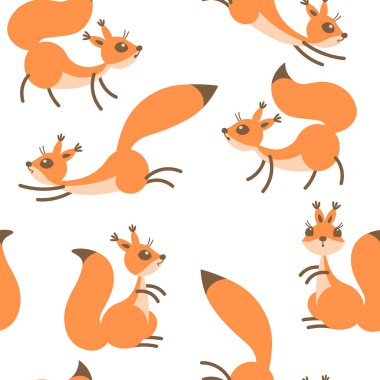 Küçük sevimli sincap. Hediye sarma, duvar kağıdı, Çocuk Oda veya giyim için seamless modeli.