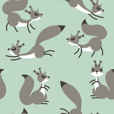 Küçük sevimli sincap. Hediye sarma, duvar kağıdı, Çocuk Oda veya giyim için seamless modeli.