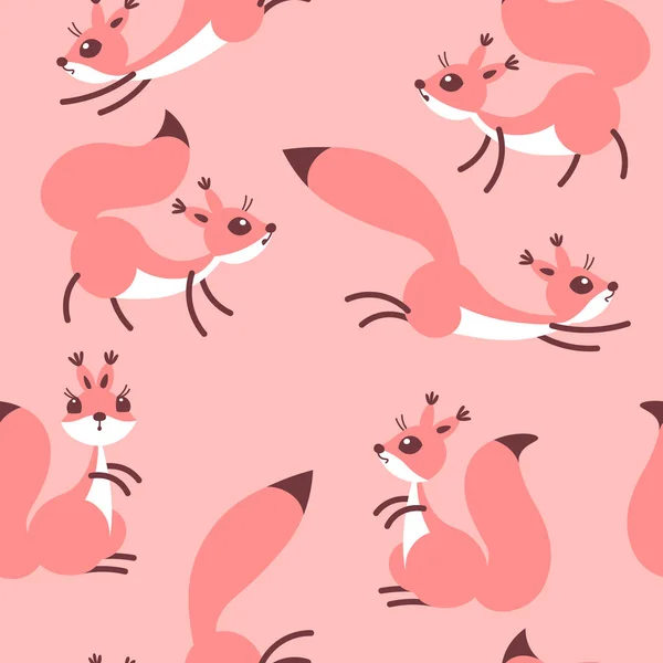 Little cute squirrels. Seamless pattern for gift wrapping, wallpaper, childrens room or clothing. — Stock Vector