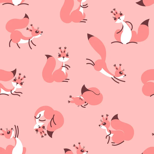 Little cute squirrels. Seamless pattern for gift wrapping, wallpaper, childrens room or clothing. — Stock Vector