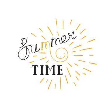 Yaz saati yazı logo. Elle çizilmiş Tipografik Tasarım.