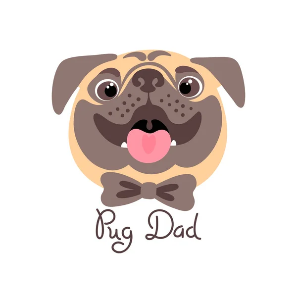 Pug Dad. Image of happy father dog. — Stock Vector