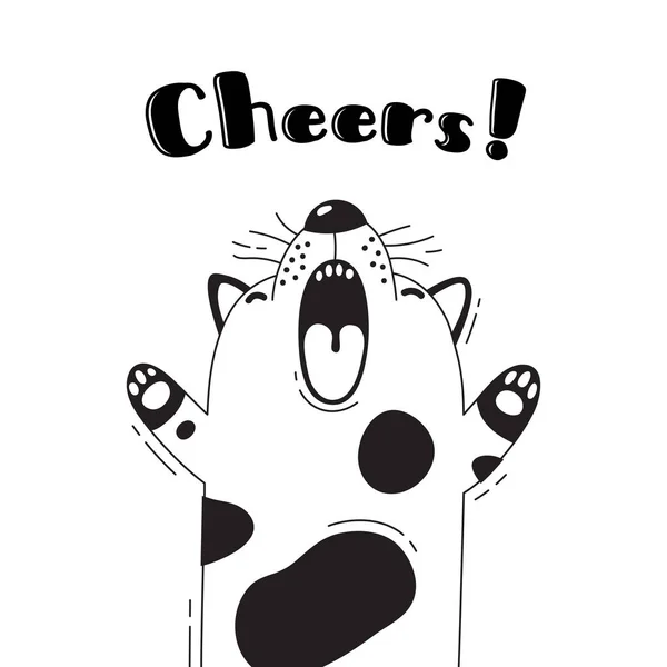 소리 질러-건배 즐거운 개 그림입니다. 재미 있는 아바타의 디자인, 포스터, 카드를 환영 합니다. 귀여운 동물. — 스톡 벡터