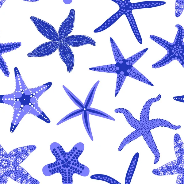 Vzor bezešvé moře hvězd. Mořské a námořní pozadí s starfishes. Hvězdice podvodní bezobratlé živočichy. Vektorové ilustrace — Stockový vektor