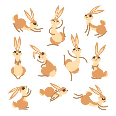 Çizgi film sevimli tavşan ya da tavşan. Küçük komik tavşan. Gruplandırılmış ve kolay düzenleme için katmanlı vektör çizim