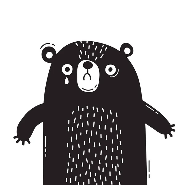 Triste, asustado cachorro de oso está llorando. Concepto de protección de animales. Ilustración vectorial — Archivo Imágenes Vectoriales
