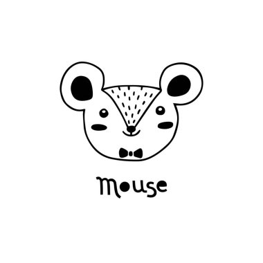 Şirin fare, basit fare suratlı çizgi film tarzı. Vektör illüstrasyonu