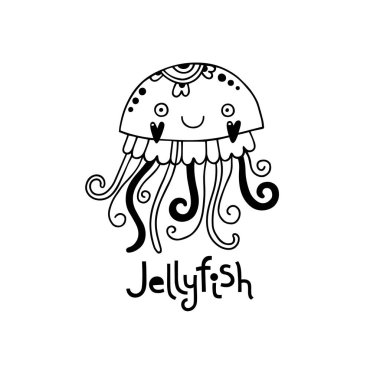 Çizgi film tarzında şirin denizanası. Vektör illüstrasyonu