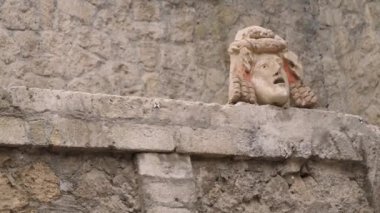 Roman Terracotta Tiyatrosu Maskesi - Herculaneum, Napoli, İtalya 'da Antika Sanat